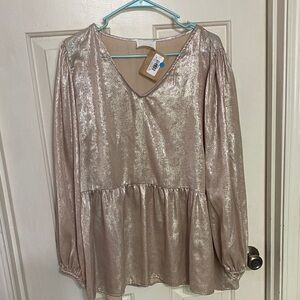 ANDREE BY UNIT Metallic Blouse Color Champagne